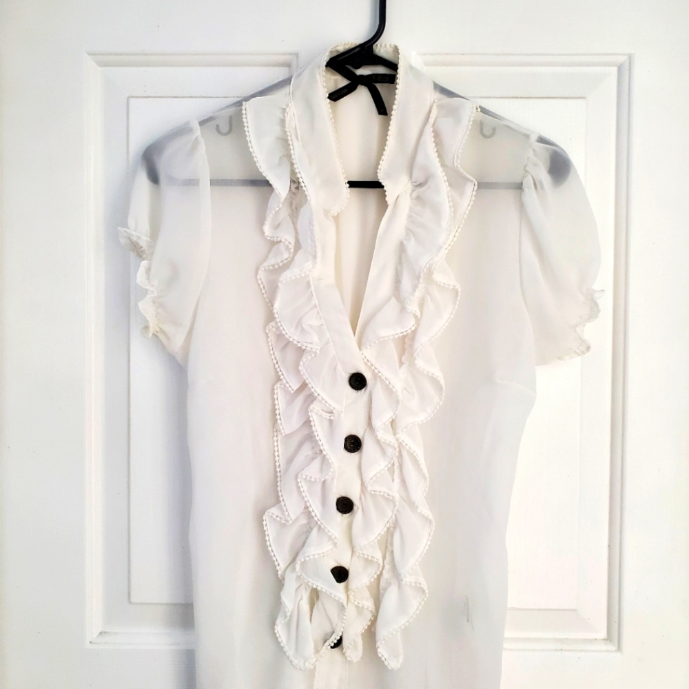 Sheer White Ruffled Top